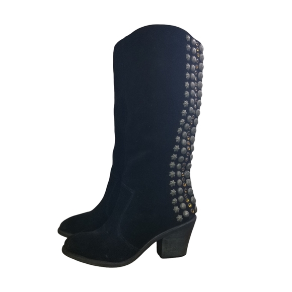 Sam Edelman Nelle black suede embellished studded boots - Picture 1 of 15